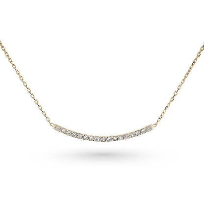 Collier barre courbée minimaliste serti de diamants ou d’émeraudes en or 14k