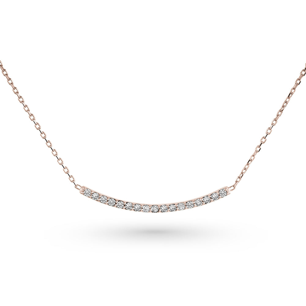 Collier barre courbée minimaliste serti de diamants ou d’émeraudes en or 14k