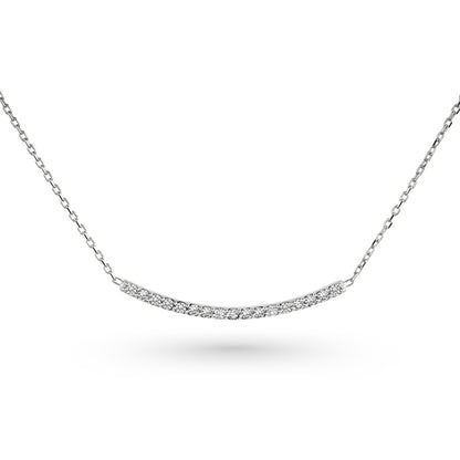 Collier barre courbée minimaliste serti de diamants ou d’émeraudes en or 14k