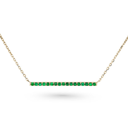 Collier barre minimaliste serti de diamants ou d’émeraudes en or 14k