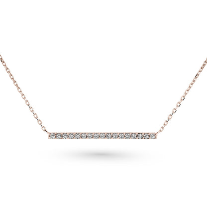 Collier barre minimaliste serti de diamants ou d’émeraudes en or 14k