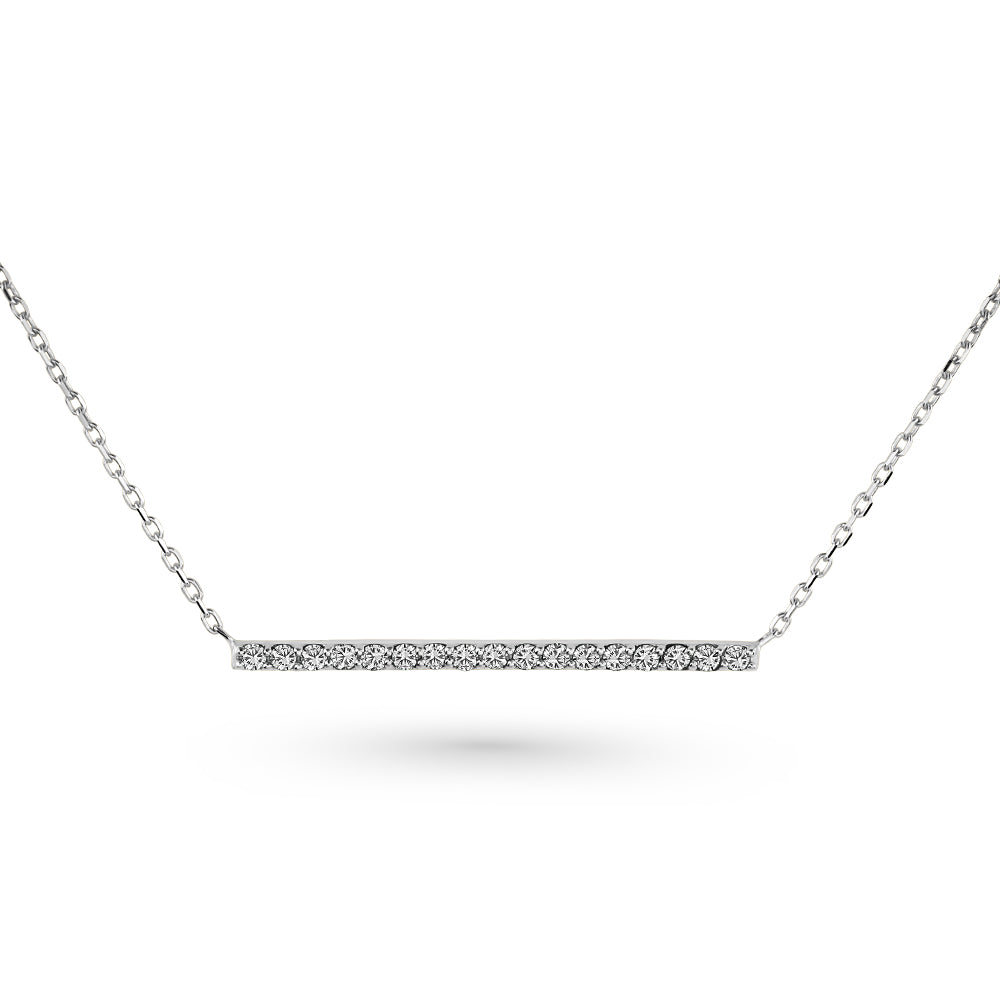 Collier barre minimaliste serti de diamants ou d’émeraudes en or 14k