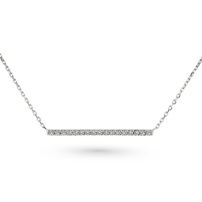 Collier barre minimaliste serti de diamants ou d’émeraudes en or 14k