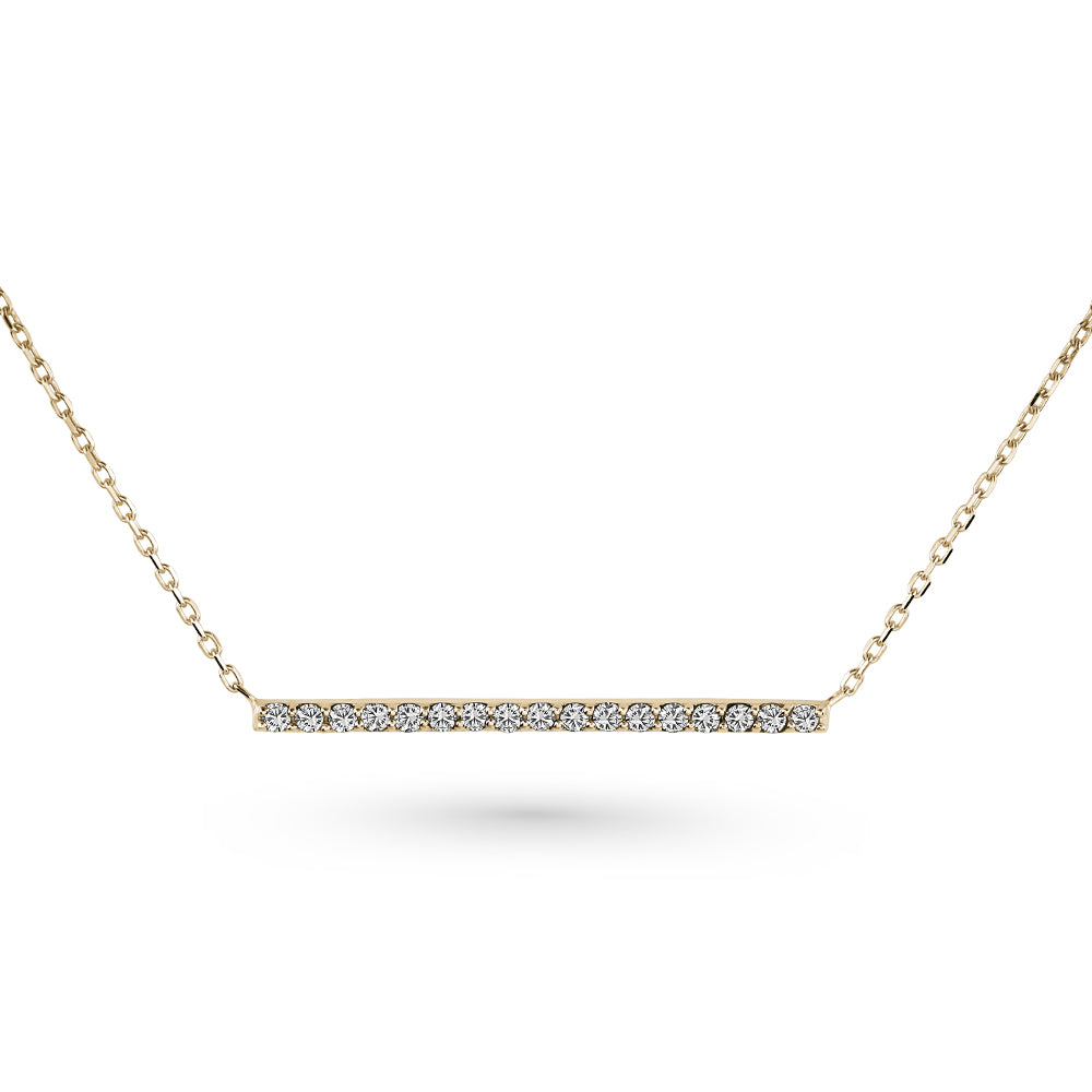 Collier barre minimaliste serti de diamants ou d’émeraudes en or 14k