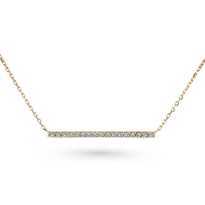 Collier barre minimaliste serti de diamants ou d’émeraudes en or 14k