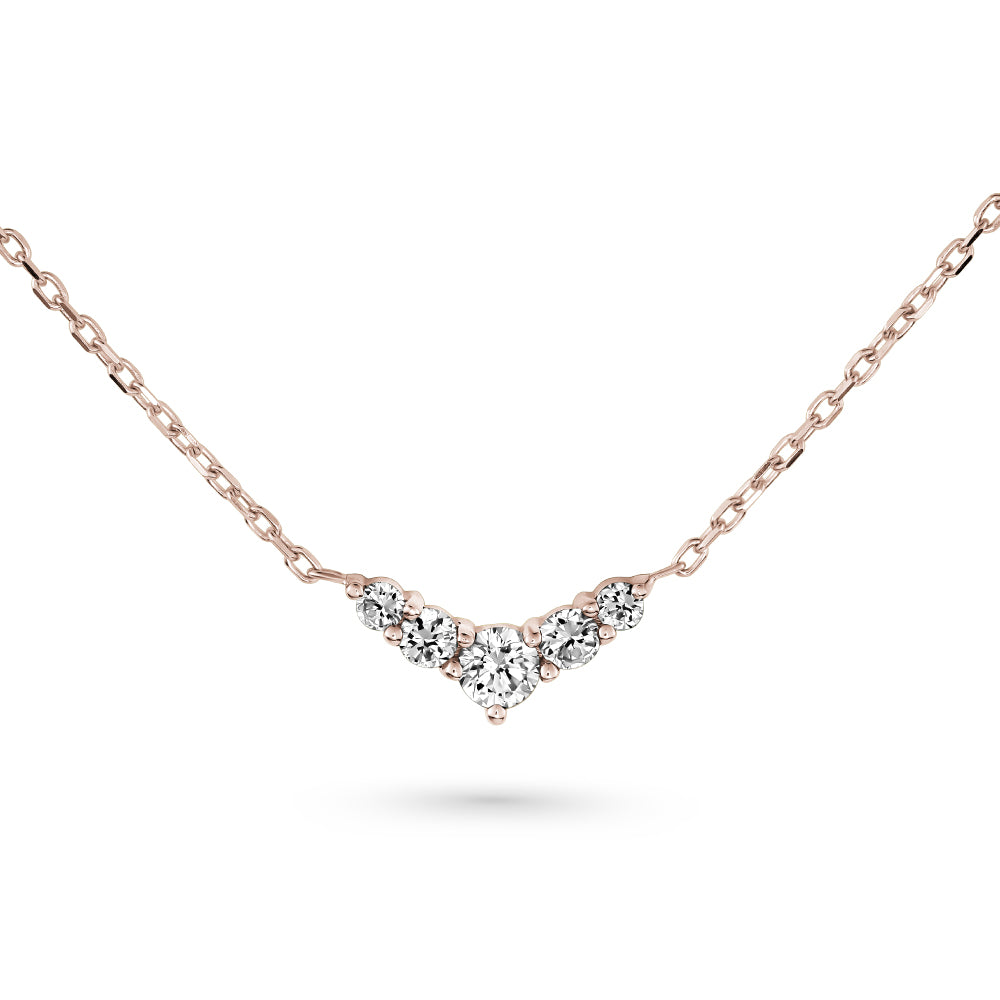 Collier V serti en dégradé de diamants ou émeraudes en or 14k