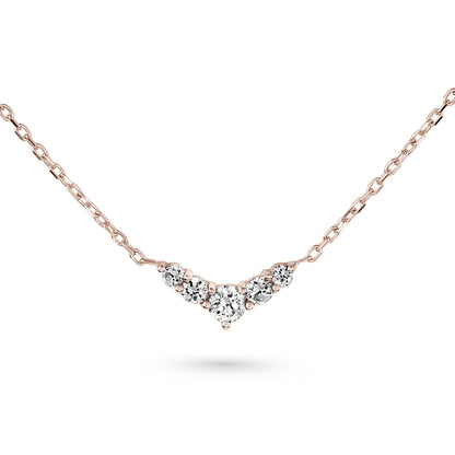 Collier V serti en dégradé de diamants ou émeraudes en or 14k