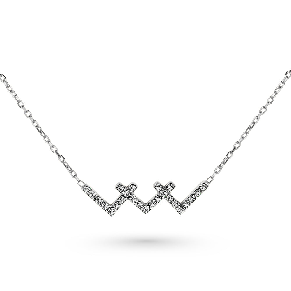 Collier triple V serti de diamants ou d’émeraudes en or 14k