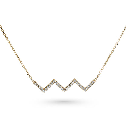 Collier zigzags serti de diamants ou d’émeraudes en or 14k