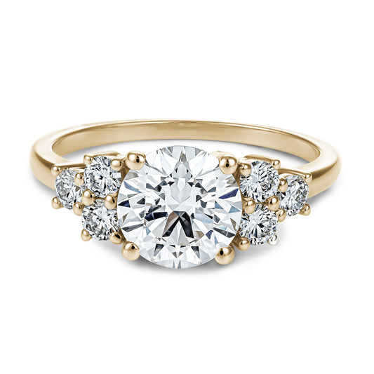 Bague Diamant Rond Central de 1,55 Carat et 6 Diamants d'Accent