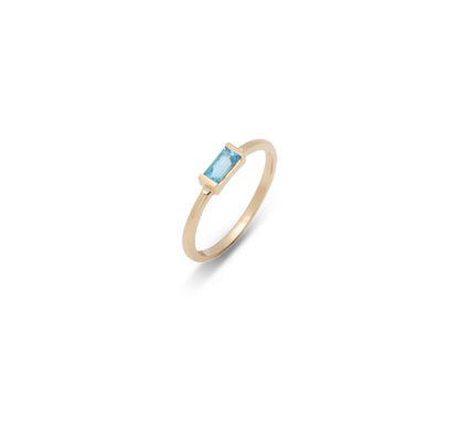 SATIN | Bague en or 14 carats et pierre baguette | Topaze bleue - Bijouterie Viko