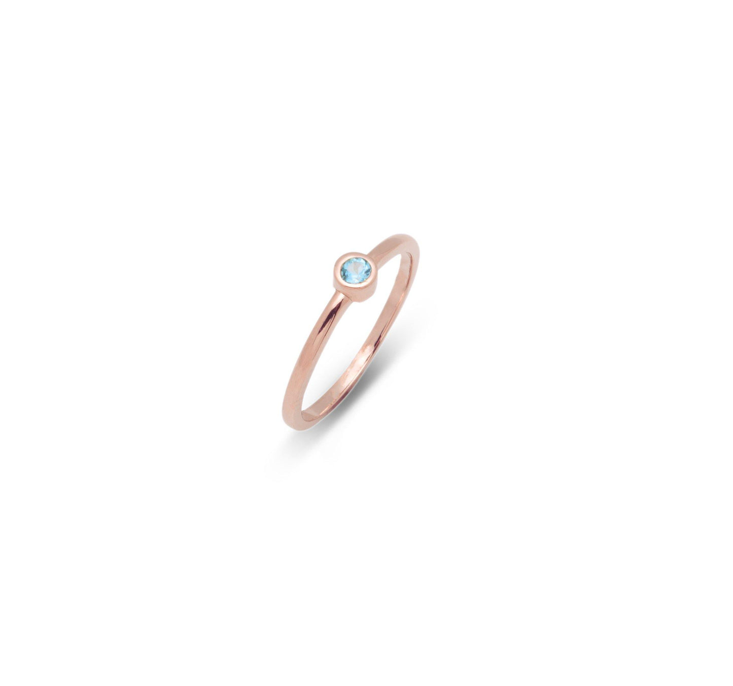 SATIN | Bague en or 14 carats et pierre ronde | Topaze bleue - Bijouterie Viko