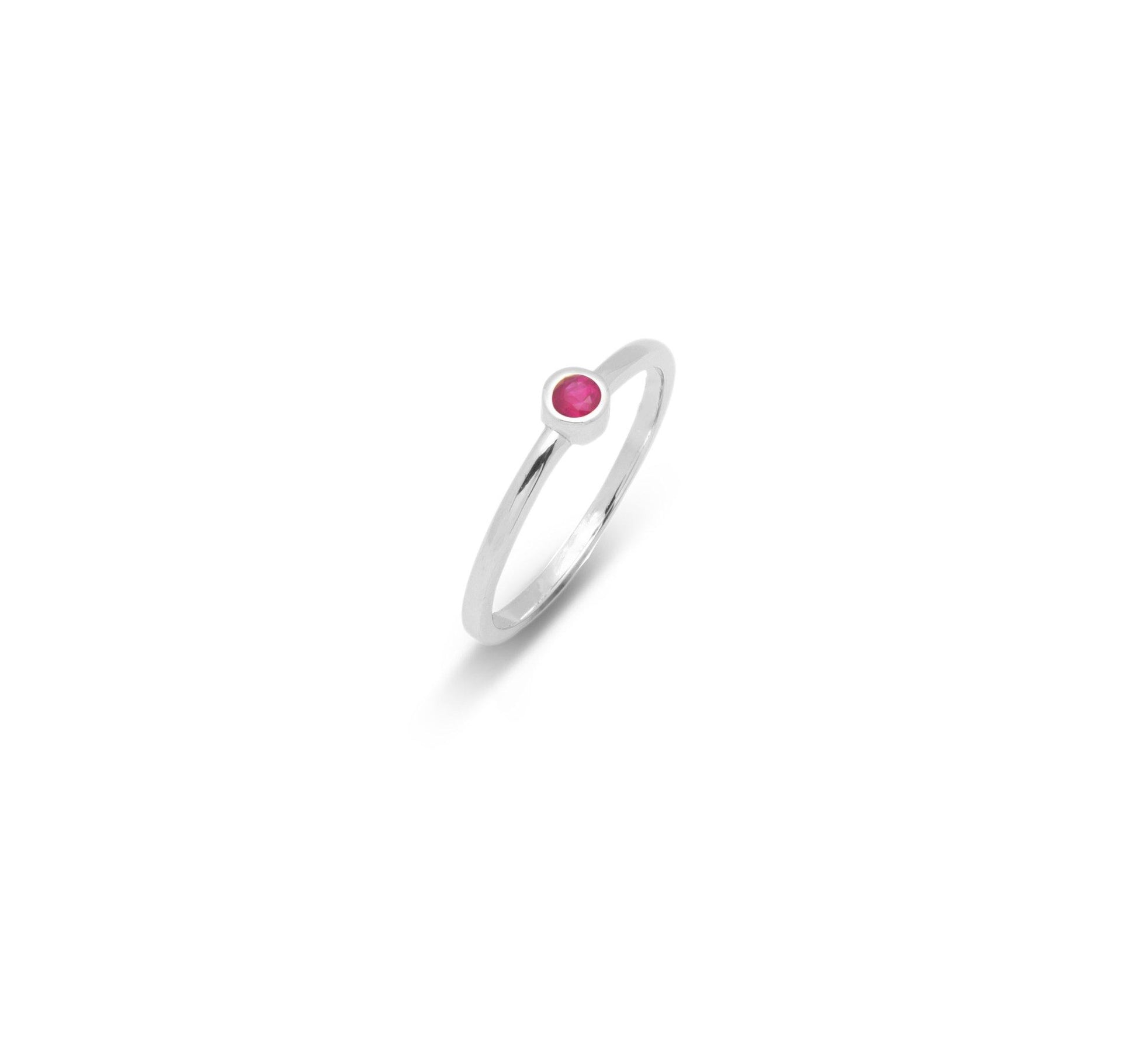 SATIN | Bague en or 14 carats et pierre ronde | Rubis - Bijouterie Viko