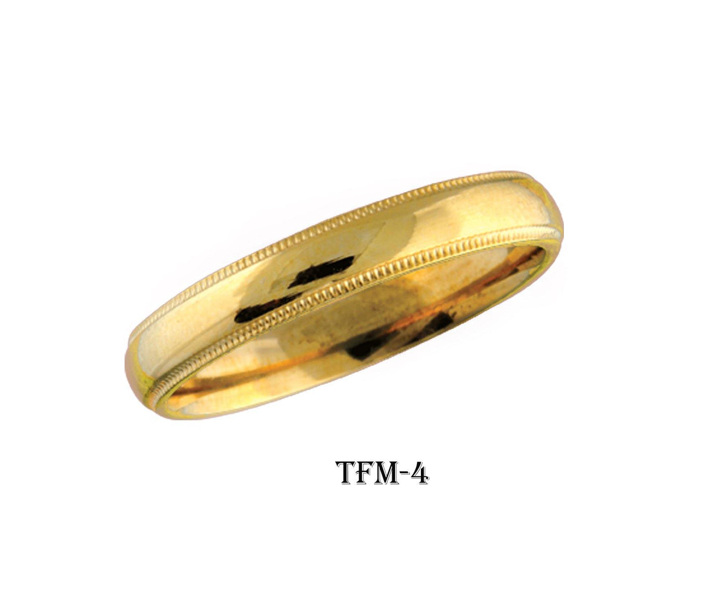 Jonc semi-bombé en or 10 K  avec milles-grains. Bague classique simple en or jaune ou en or blanc. Bague unie 4 mm de largeur. Alliance classique pour homme ou pour femme. Bijoux unisexe. Alliances avec milles grains, semi bombée. Bijoux de mariage à Montréal.