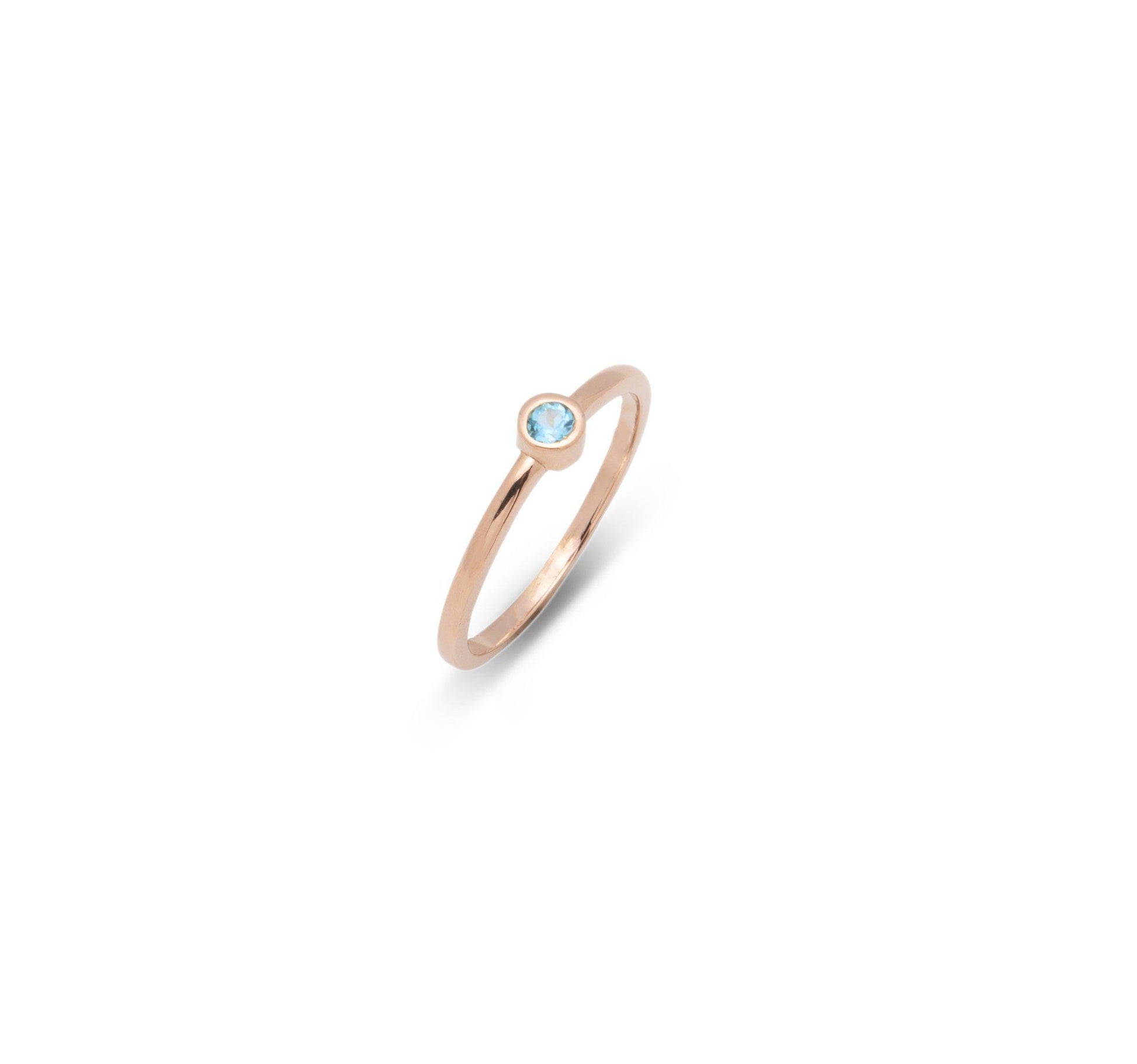 SATIN | Bague en or 14 carats et pierre ronde | Topaze bleue - Bijouterie Viko