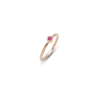 SATIN | Bague en or 14 carats et pierre ronde | Rubis - Bijouterie Viko