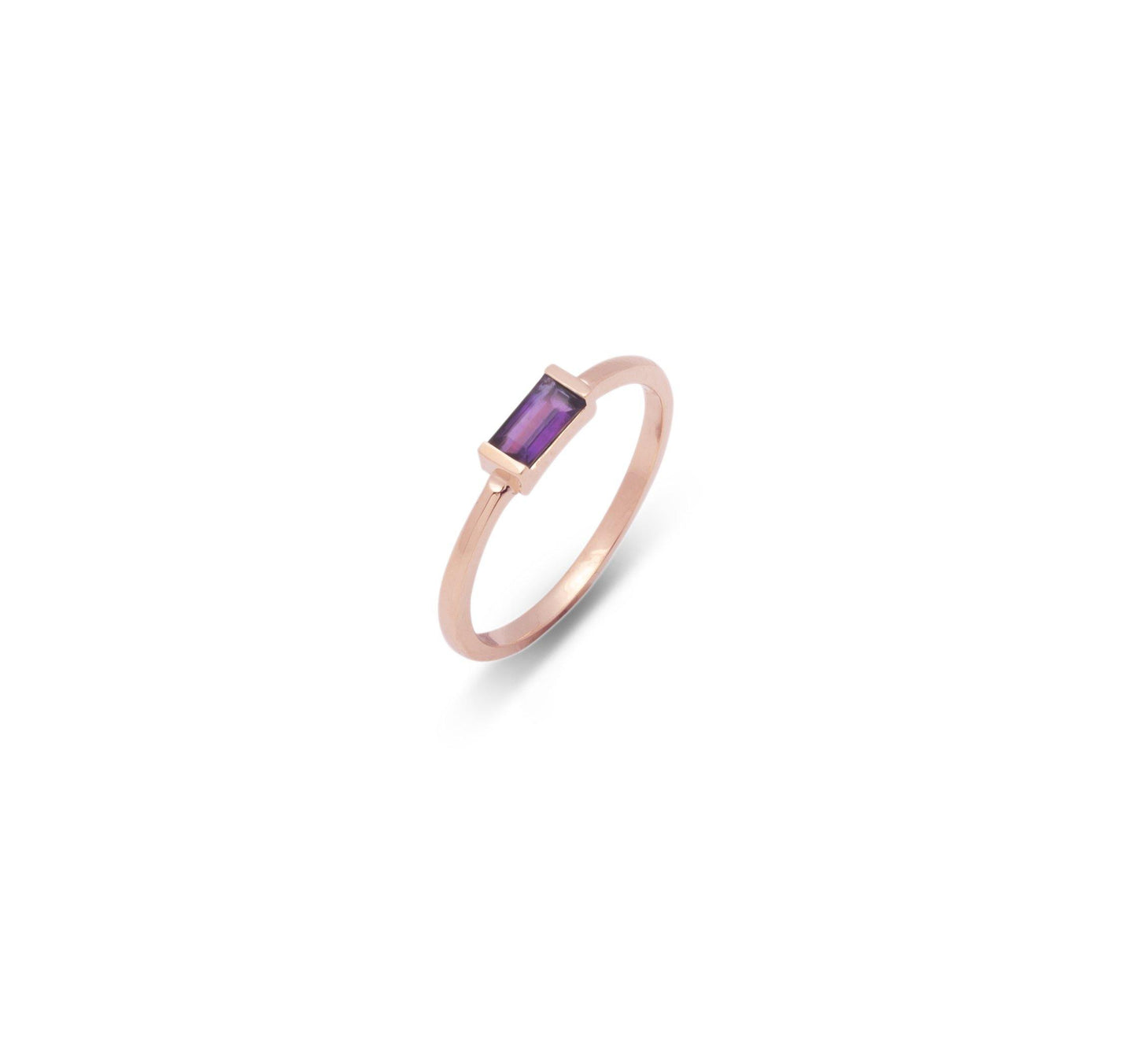 SATIN | Bague en or 14 carats et pierre baguette | Améthyste - Bijouterie Viko