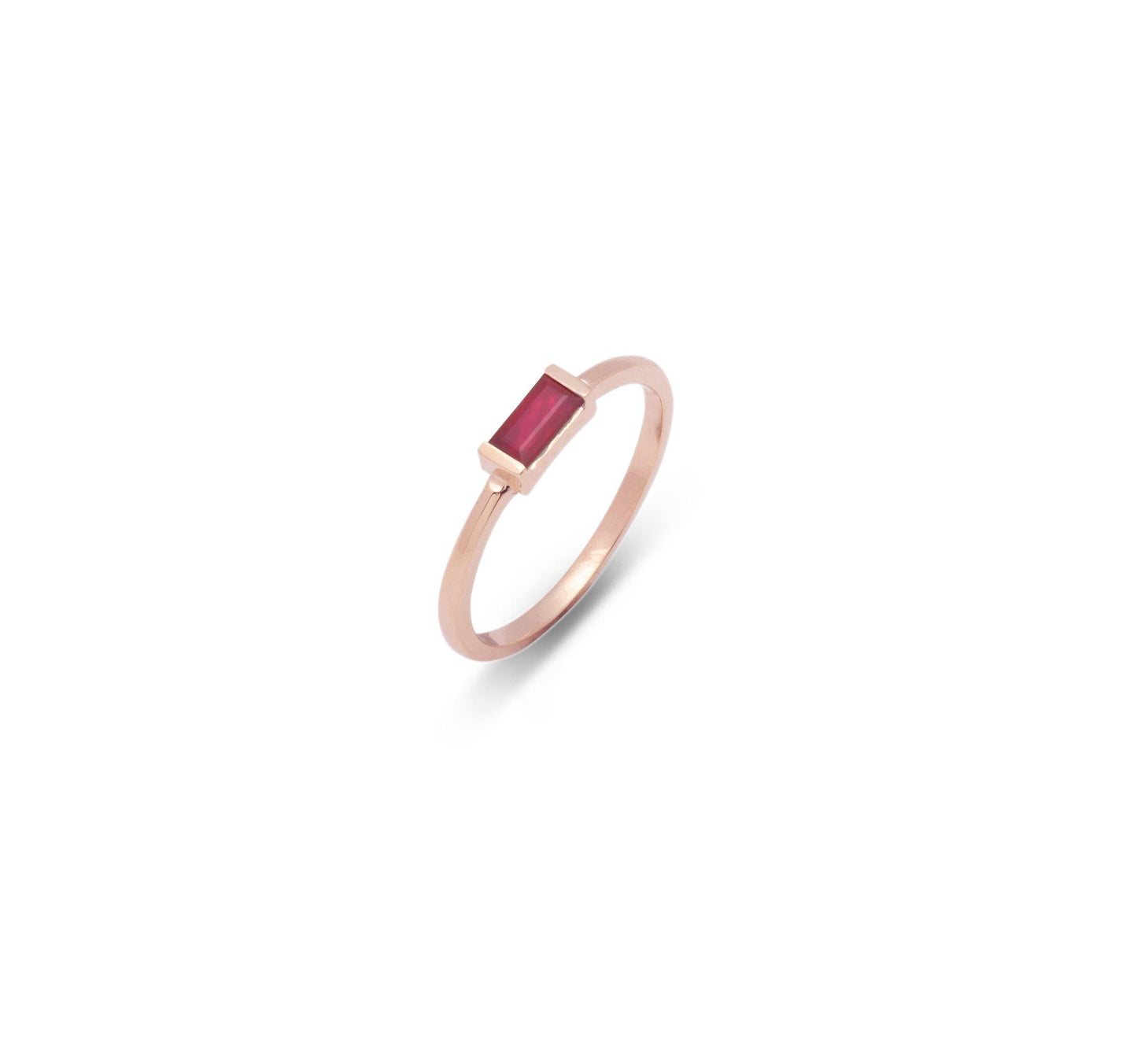 SATIN | Bague en or 14 carats et pierre baguette | Rubis - Bijouterie Viko