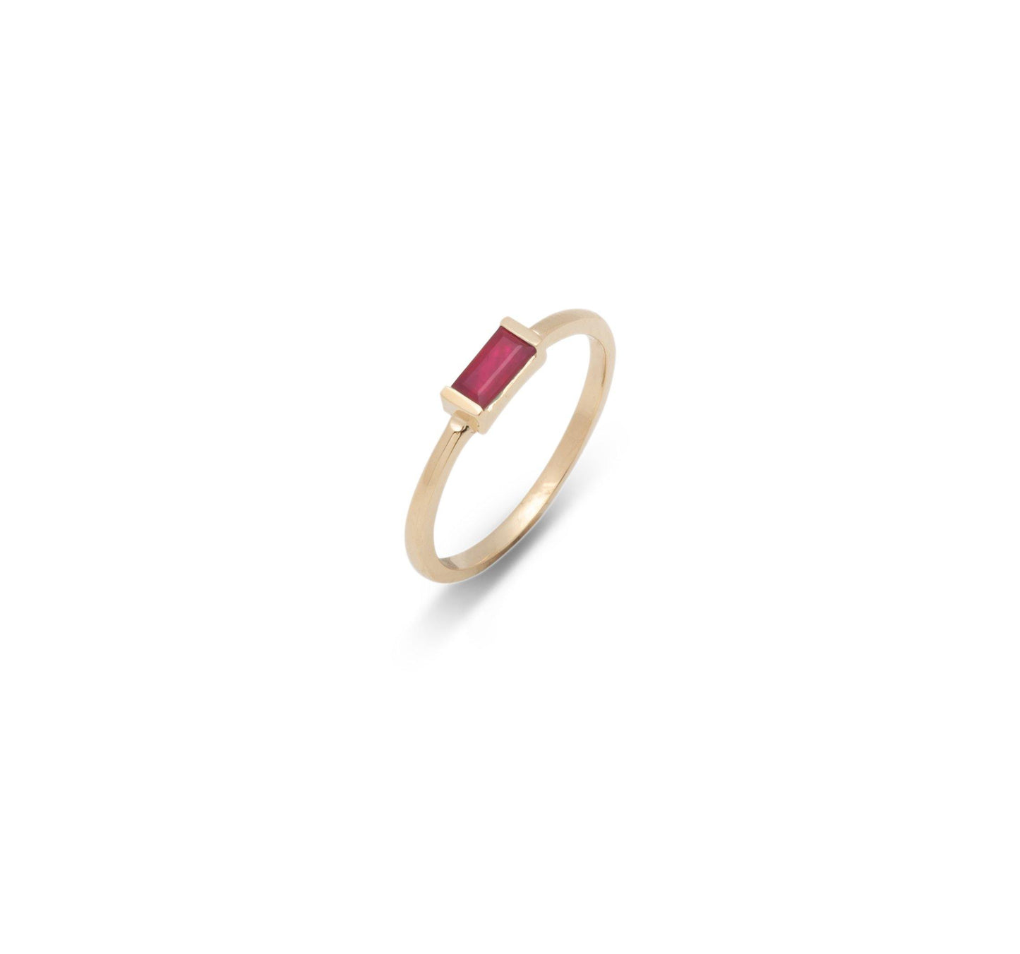 SATIN | Bague en or 14 carats et pierre baguette | Rubis - Bijouterie Viko